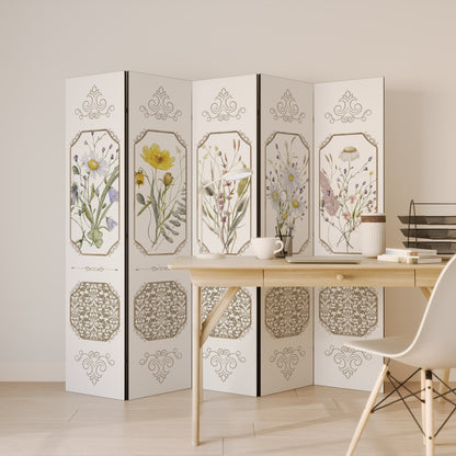ELEGANTE ARAZZO BOTANICO Divisorio decorativo per ambienti a 5 pannelli