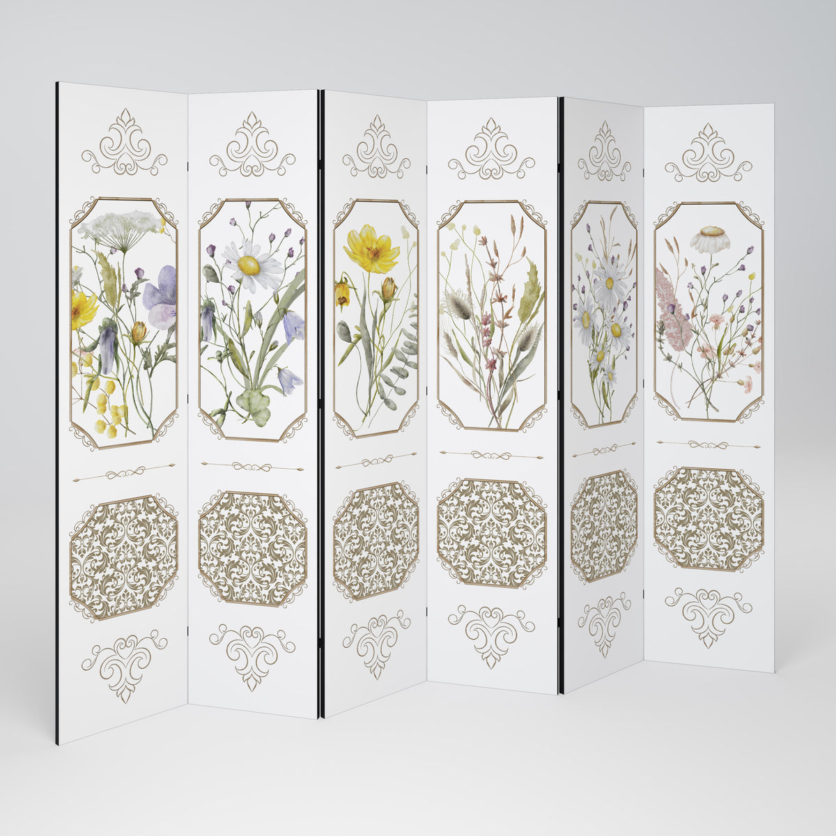 ELEGANT BOTANICAL TAPESTRY Paravento Decorativo a 6 Pannelli