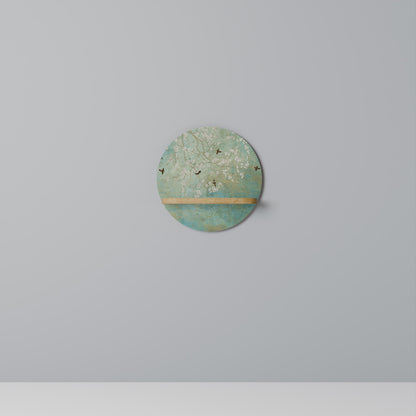 BLOOMING CHARM Round Art Shelf In Oak Effect