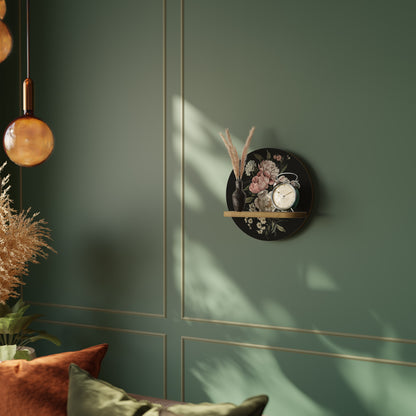 LUSH ELEGANCE Round Art Shelf In Oak Effect