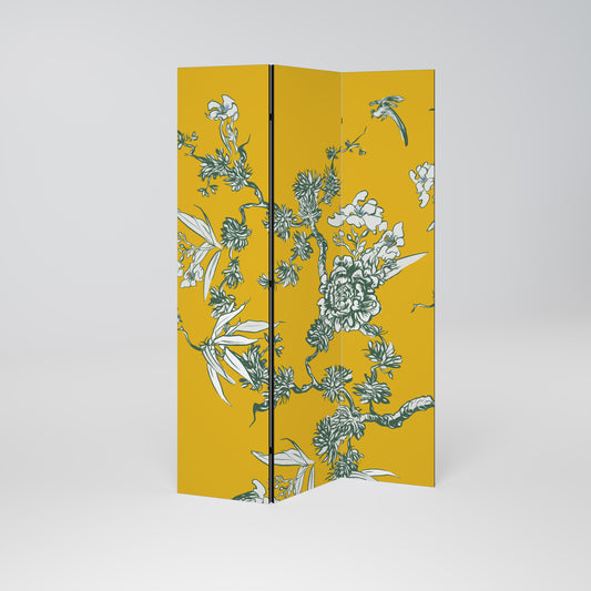 Divisorio decorativo per ambienti a 3 pannelli YELLOW CHINOISERIE