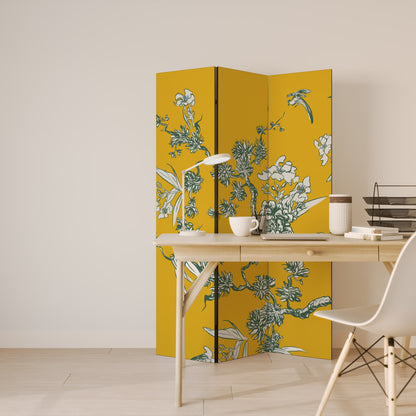 Divisorio decorativo per ambienti a 3 pannelli YELLOW CHINOISERIE