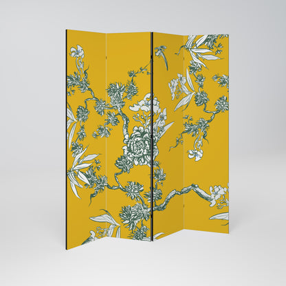Divisorio decorativo per ambienti a 4 pannelli YELLOW CHINOISERIE