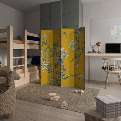 Divisorio decorativo per ambienti a 4 pannelli YELLOW CHINOISERIE