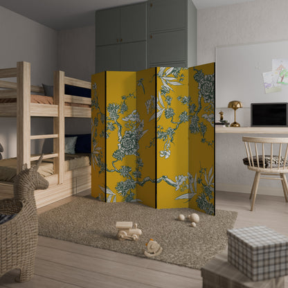 Divisorio decorativo per ambienti a 5 pannelli YELLOW CHINOISERIE
