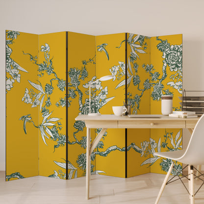 Divisorio decorativo per ambienti a 6 pannelli YELLOW CHINOISERIE