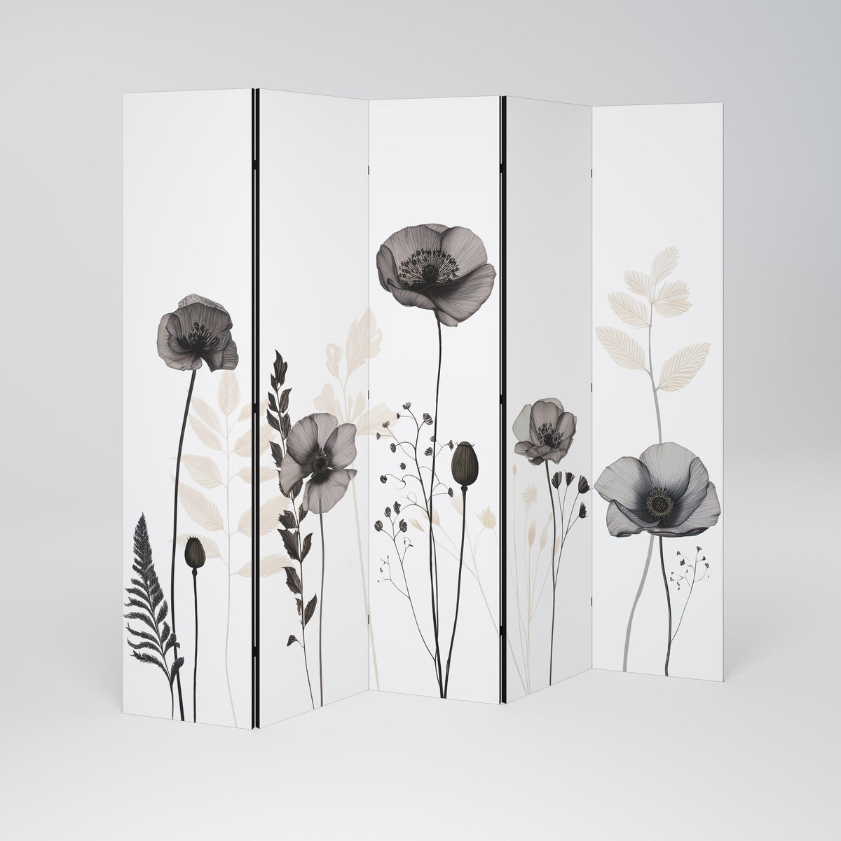 POPPY ALLURE Decorative 5-Panel Room Divider