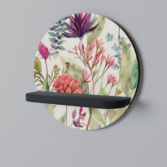 HERBAL FIESTA Round Art Shelf In Black Finish