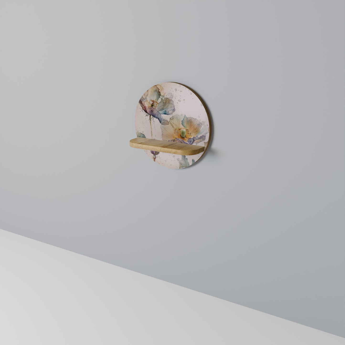 SOFTEN POPPY Mensola rotonda per opere d'arte in effetto rovere