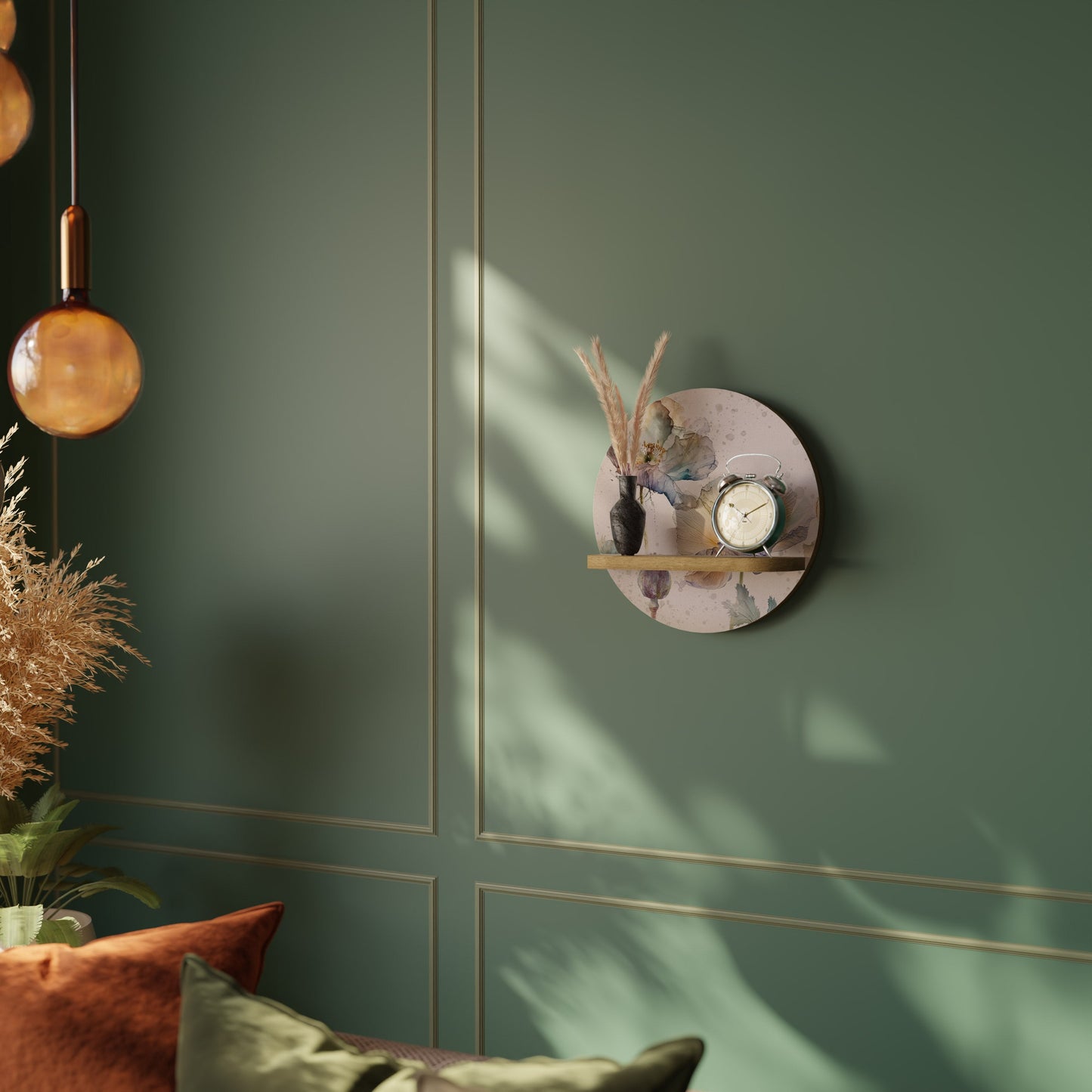 SOFTEN POPPY Mensola rotonda per opere d'arte in effetto rovere