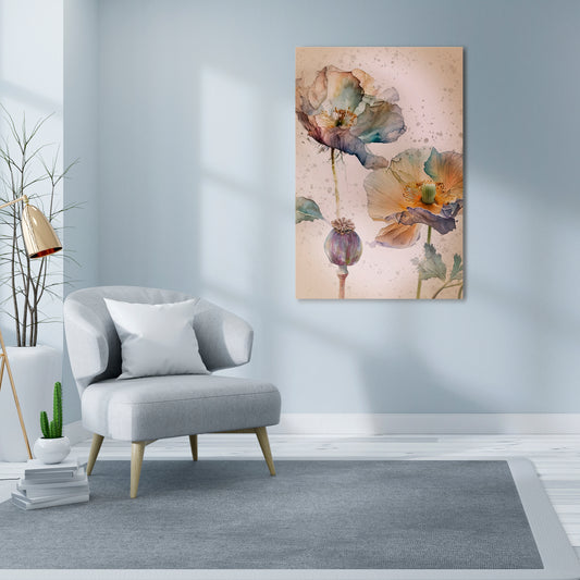 SOFTEN POPPY Vertical Canvas Print