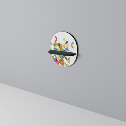 PIXEL BLOSSOM Oval Art Shelf In Black Finish