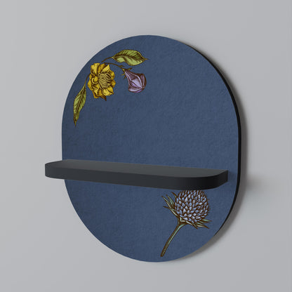 MIDNIGHT FLORA Oval Art Shelf In Black Finish