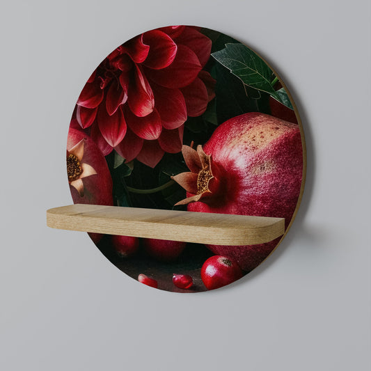 Mensola rotonda DAHLIAS AND POMEGRANATES in effetto rovere