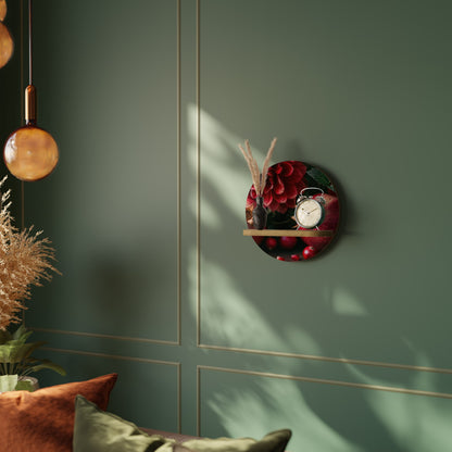 Mensola rotonda DAHLIAS AND POMEGRANATES in effetto rovere