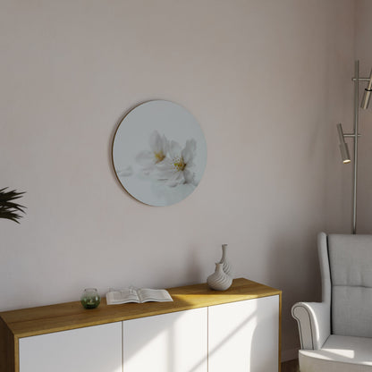 FLEETING WHITE PETALS Round Wall Art