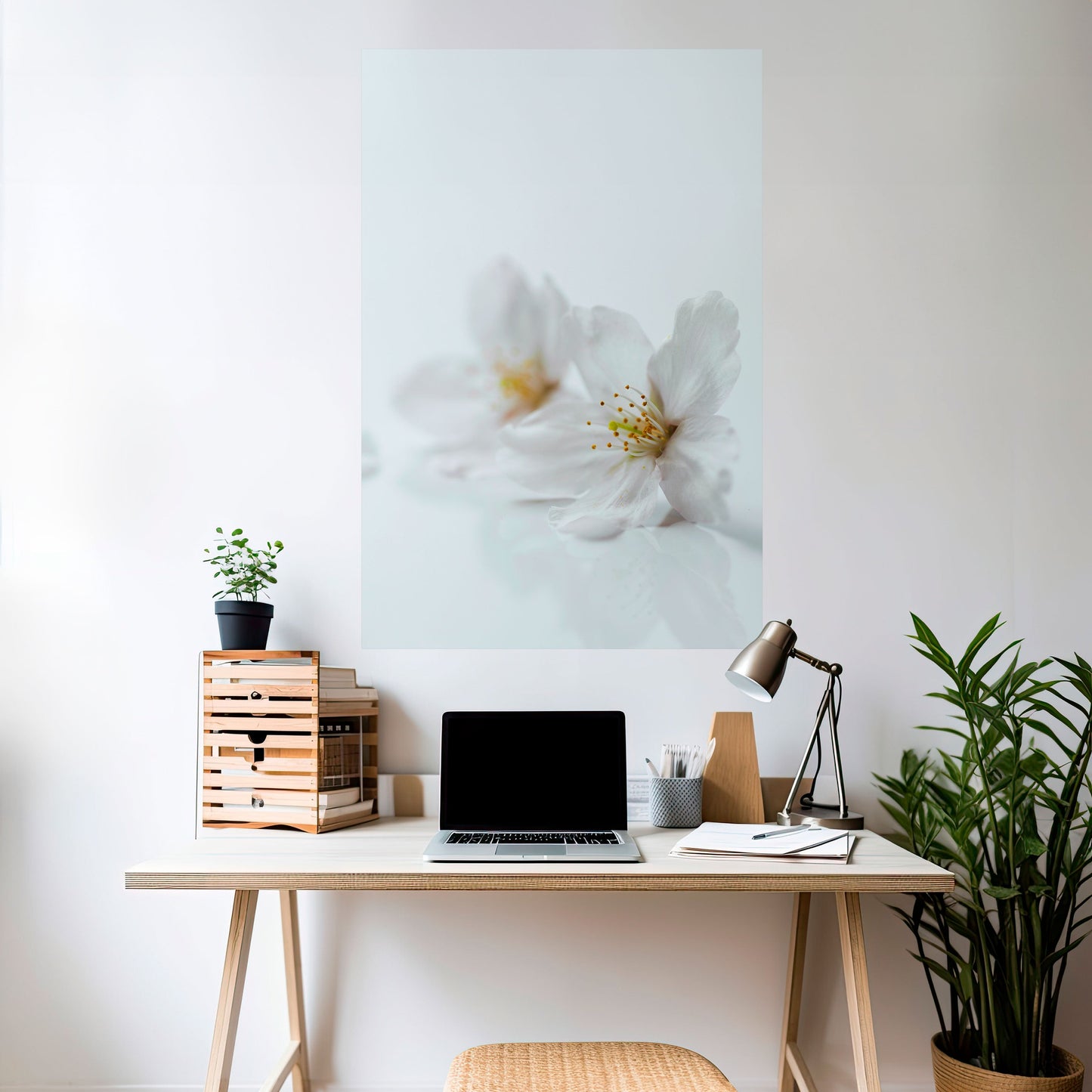PETALI BIANCHI FUGACI Poster verticale staccabile e attaccabile