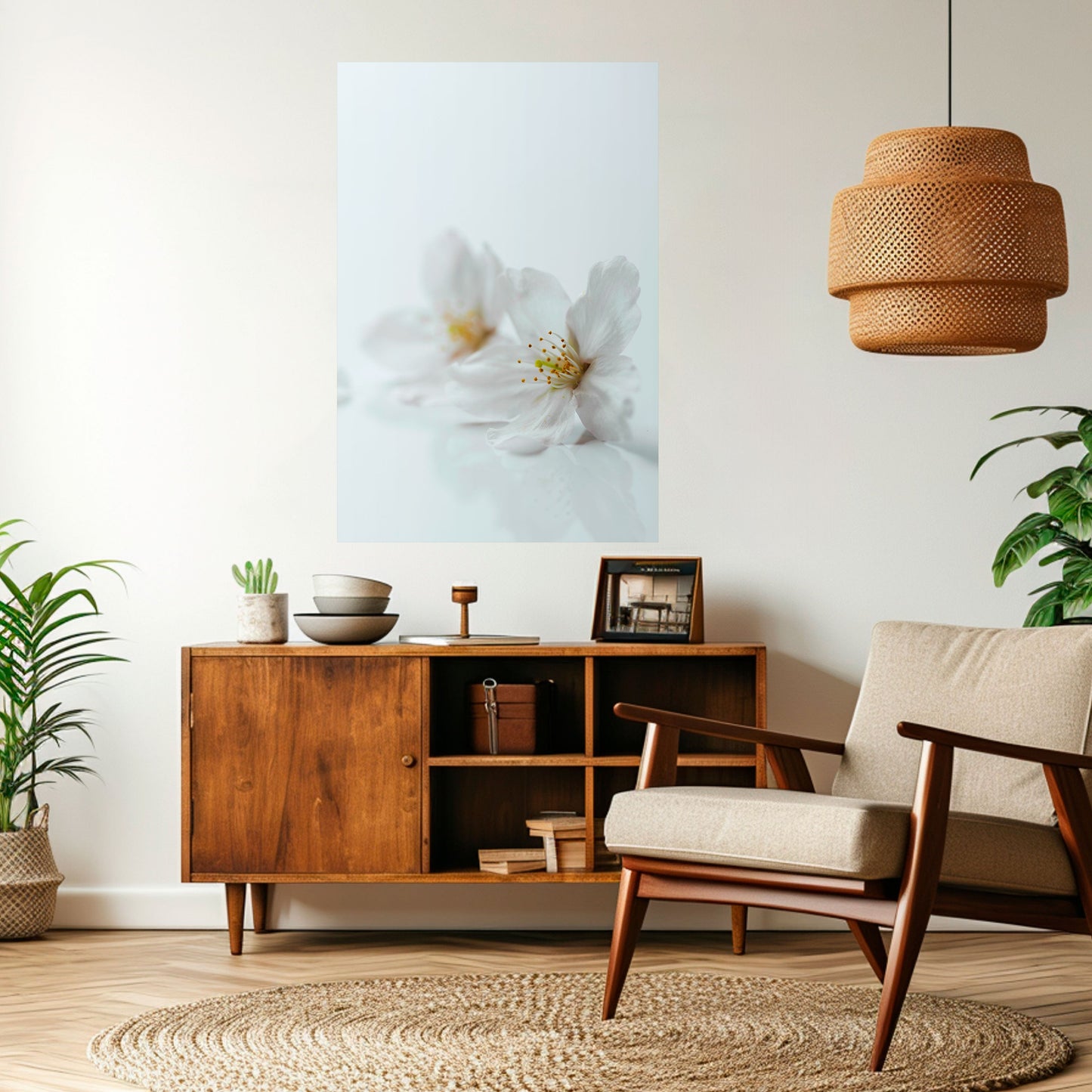 PETALI BIANCHI FUGACI Poster verticale staccabile e attaccabile