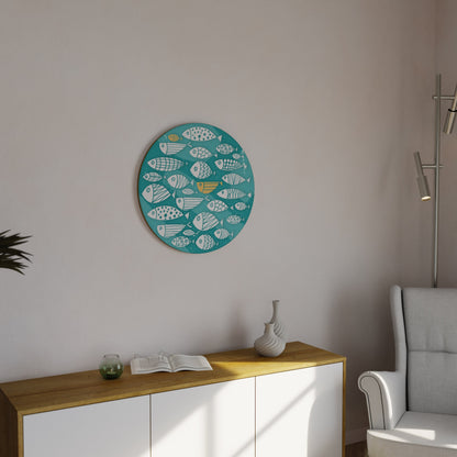FISHY FOLK ART Round Wall Art