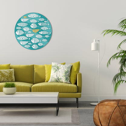 FISHY FOLK ART Round Wall Art