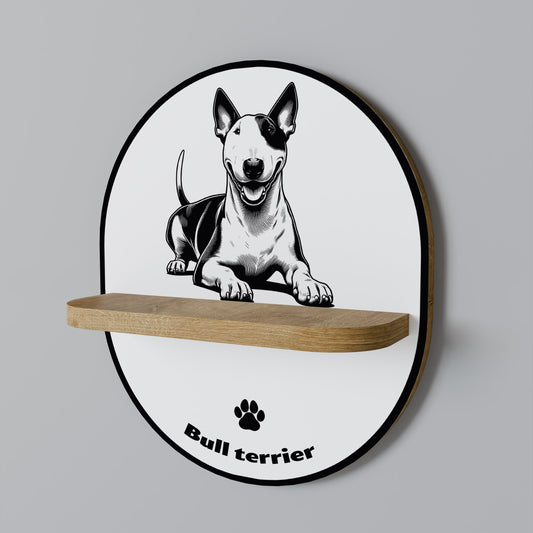 BULL TERRIER Mensola ovale per opere d'arte in effetto rovere