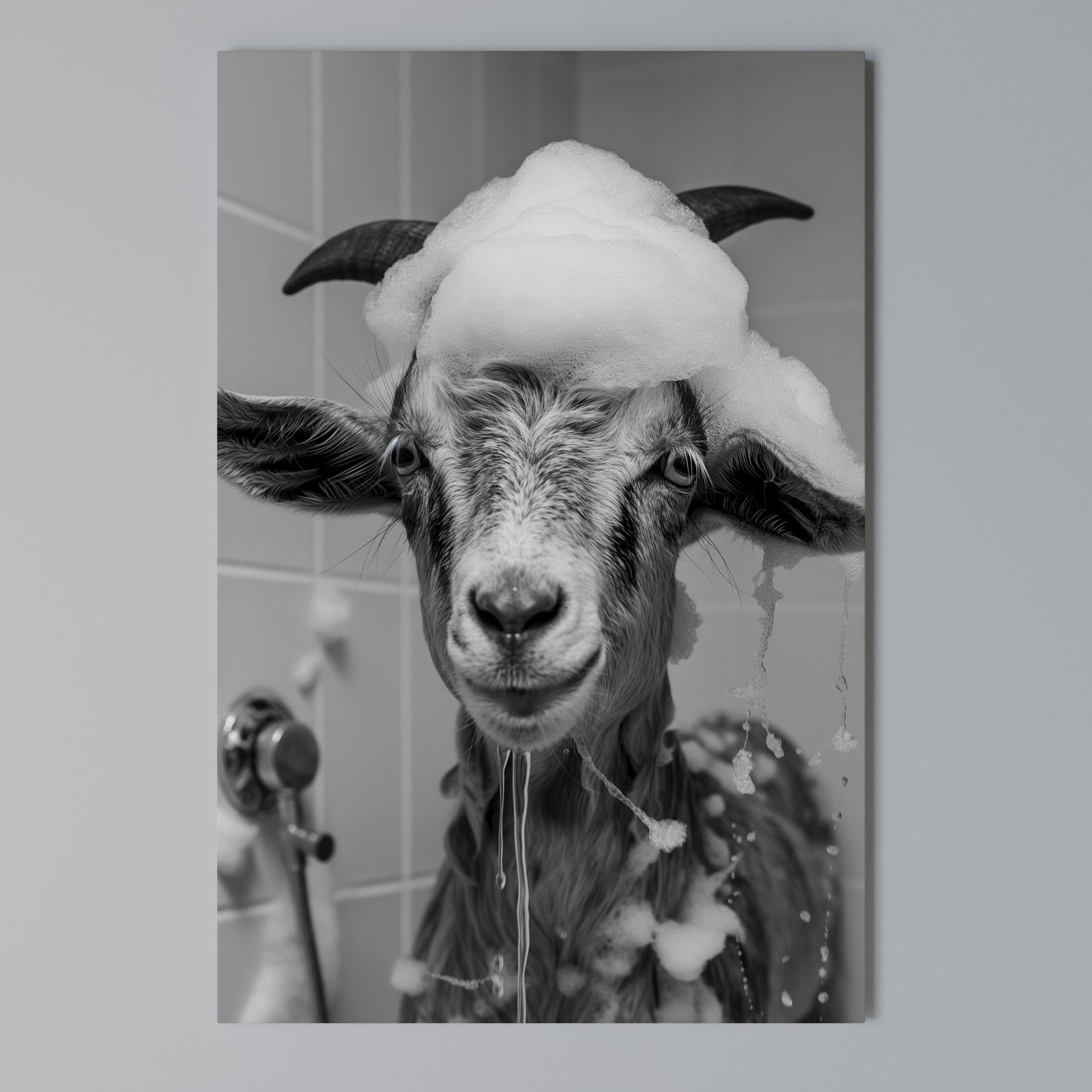SOAPY GOAT GIGGLES Stampa su Tela Verticale