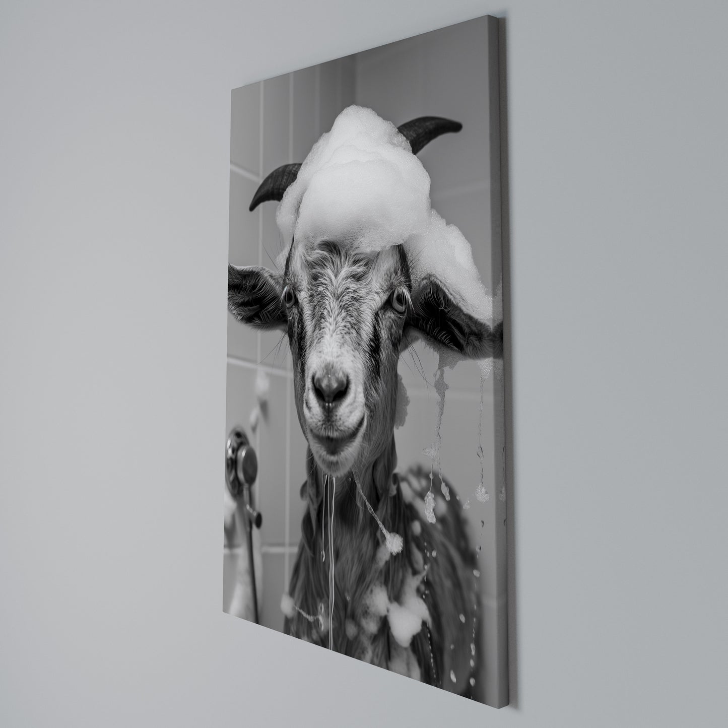 SOAPY GOAT GIGGLES Stampa su Tela Verticale