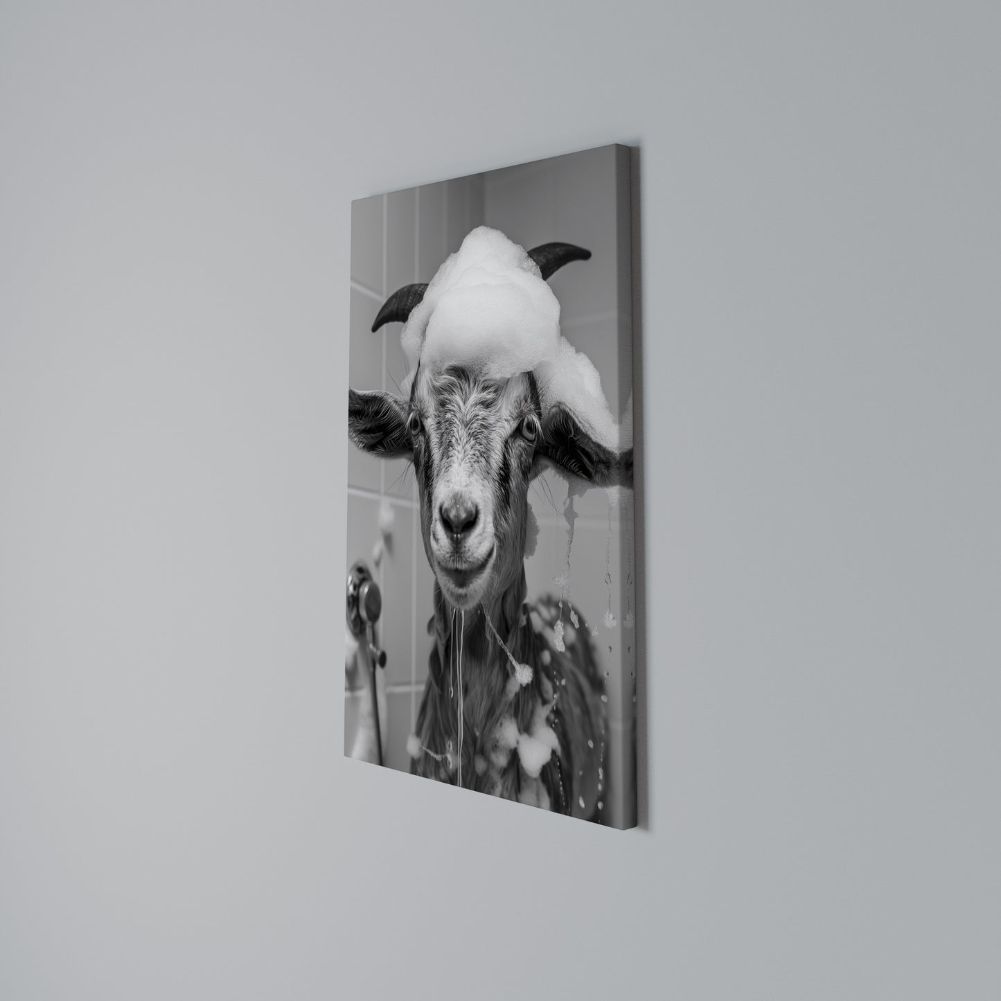 SOAPY GOAT GIGGLES Stampa su Tela Verticale
