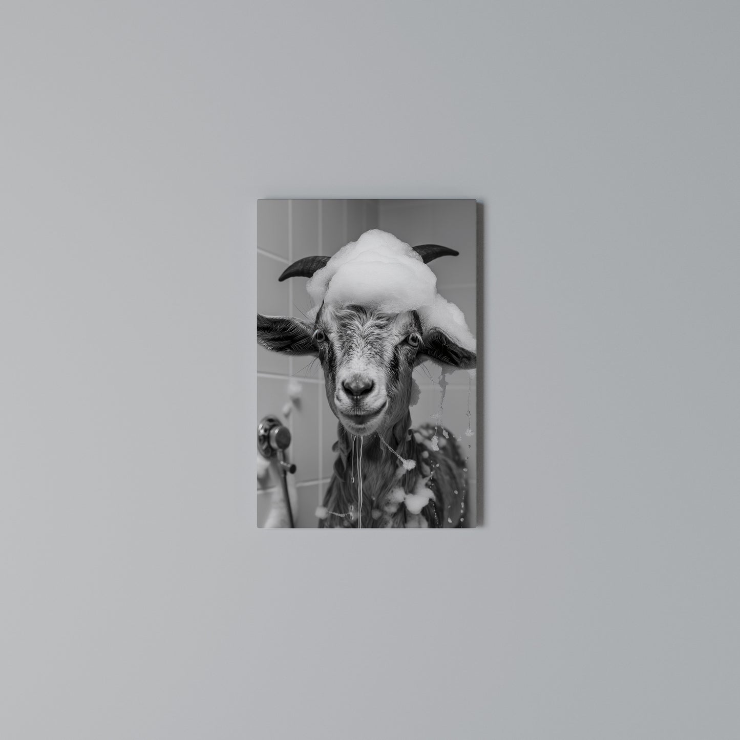 SOAPY GOAT GIGGLES Stampa su Tela Verticale