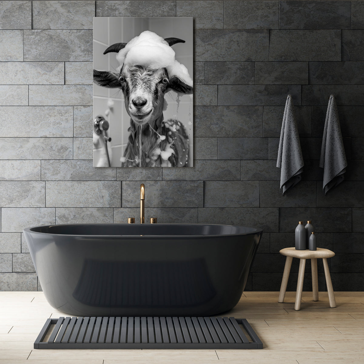 SOAPY GOAT GIGGLES Stampa su tela verticale