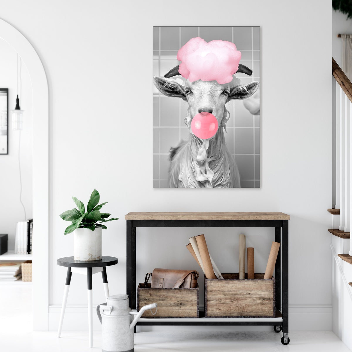 BUBBLEGUM BOVINE BLISS Stampa su tela verticale