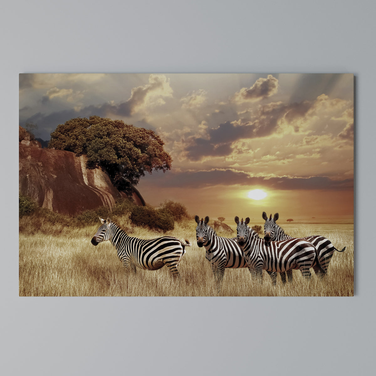 ZEBRA SUNSET SERENADE Stampa su tela orizzontale