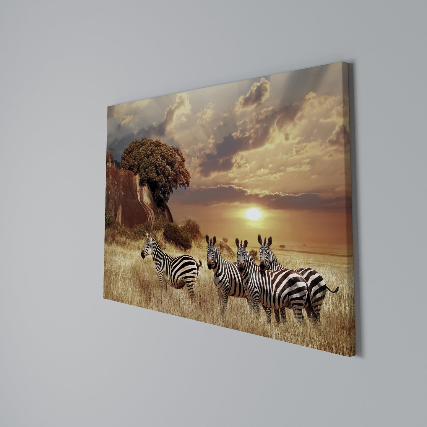 ZEBRA SUNSET SERENADE Stampa su tela orizzontale