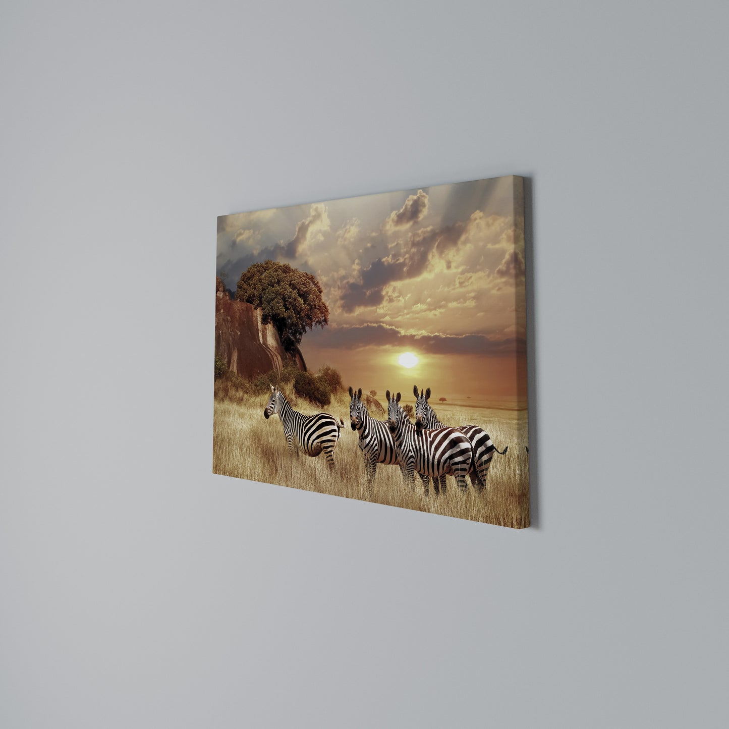 ZEBRA SUNSET SERENADE Stampa su tela orizzontale