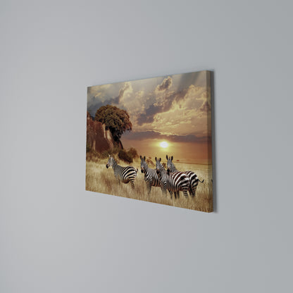 ZEBRA SUNSET SERENADE Stampa su tela orizzontale