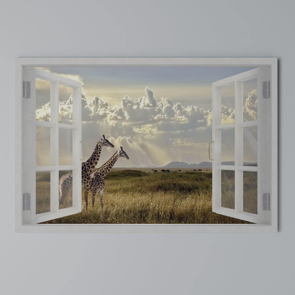 GIRAFFE GAZE WINDOW Stampa su tela orizzontale