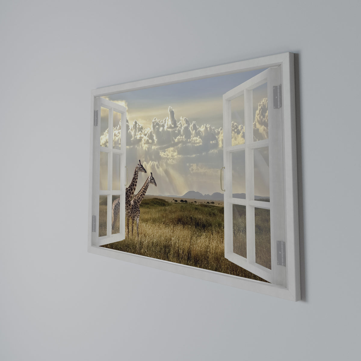 GIRAFFE GAZE WINDOW Stampa su tela orizzontale