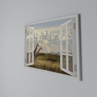 GIRAFFE GAZE WINDOW Stampa su tela orizzontale