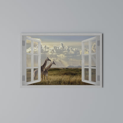 GIRAFFE GAZE WINDOW Stampa su tela orizzontale