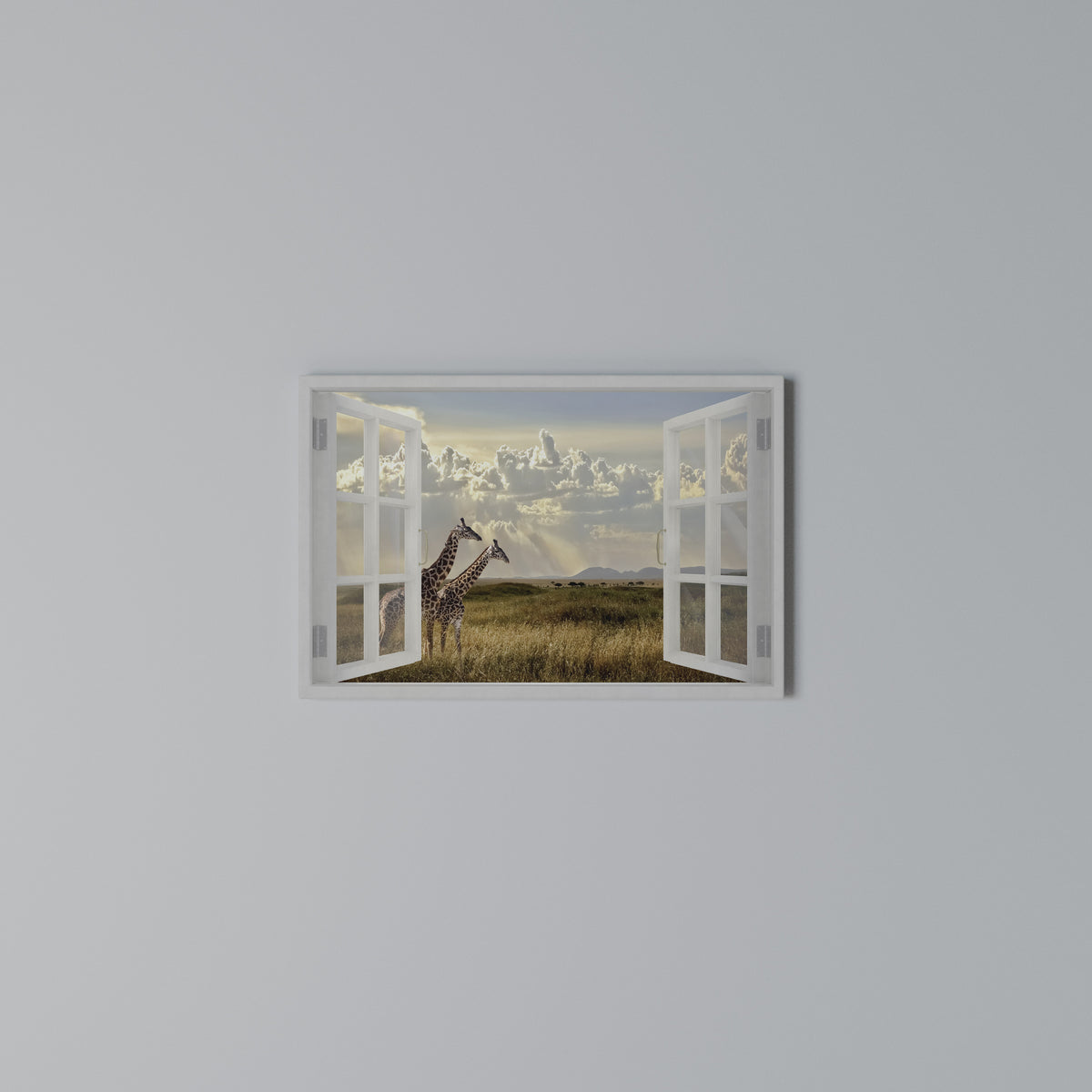 GIRAFFE GAZE WINDOW Stampa su tela orizzontale
