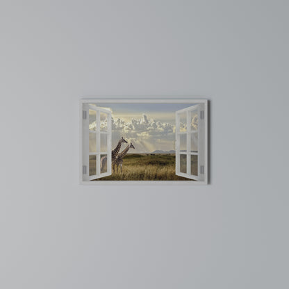 GIRAFFE GAZE WINDOW Stampa su tela orizzontale