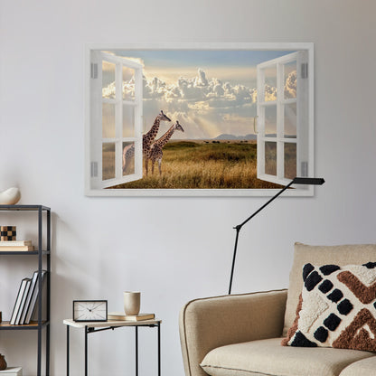 GIRAFFE GAZE WINDOW Stampa su tela orizzontale