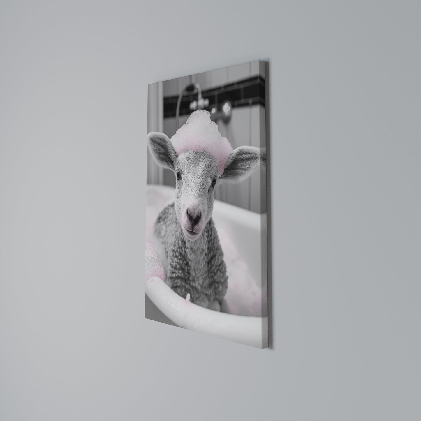 PINK CLOUD BATH TIME Vertical Canvas Print