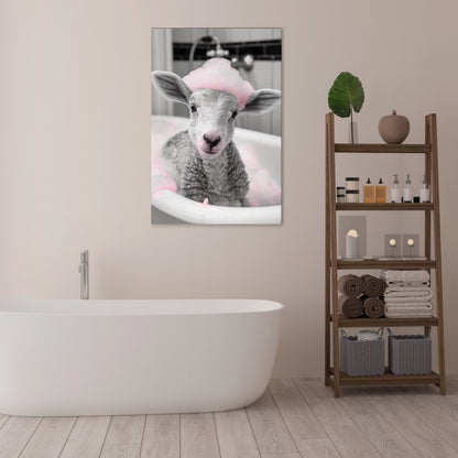 PINK CLOUD BATH TIME Stampa su tela verticale