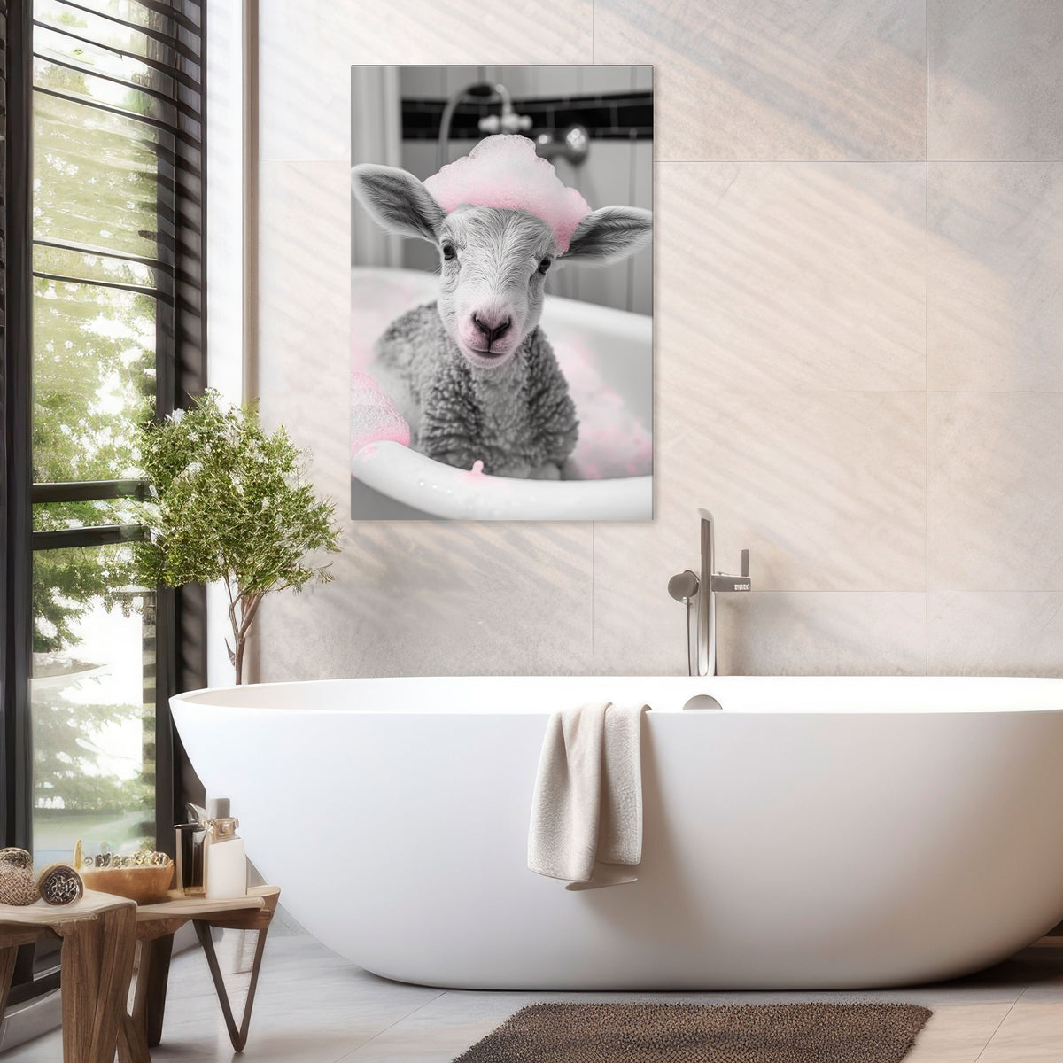 PINK CLOUD BATH TIME Stampa su tela verticale