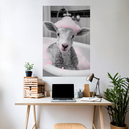 Poster verticale staccabile e attaccabile "Pink Cloud Bath Time"