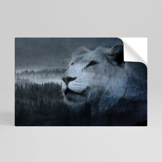 Poster orizzontale staccabile e attaccabile "ARMONIA DEL LEONE IN BLU"
