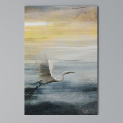 HERON IN FLY Stampa su Tela Verticale