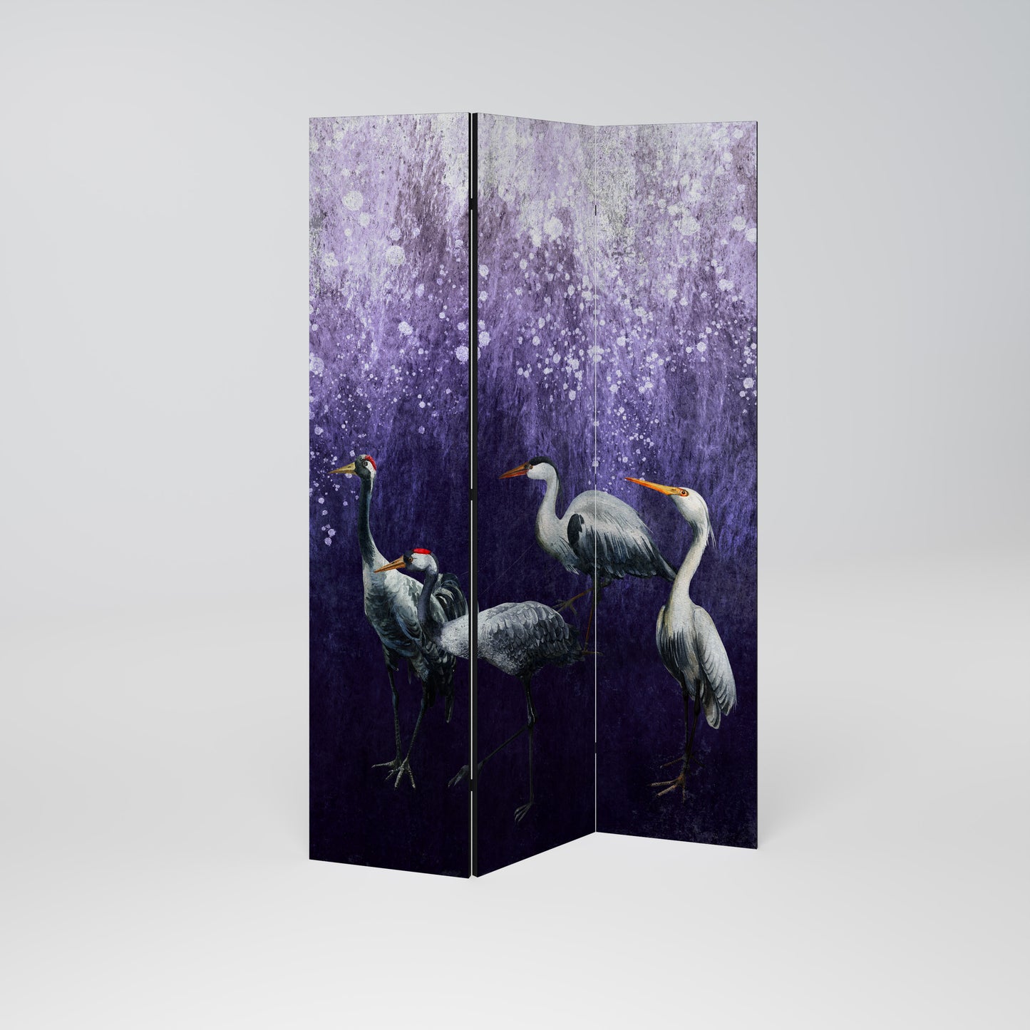 MYSTICAL CRANE GATHERING Divisorio decorativo per ambienti a 3 pannelli