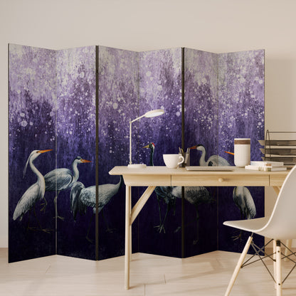 MYSTICAL CRANE GATHERING Divisorio decorativo per ambienti a 6 pannelli
